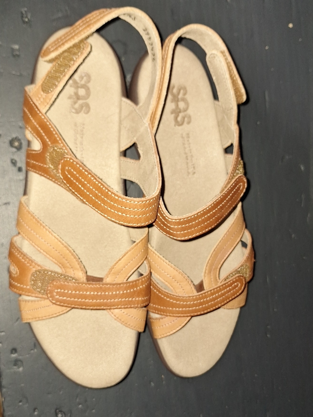 SAS Women's Two-Tone Brown Tan Comfort Sandals